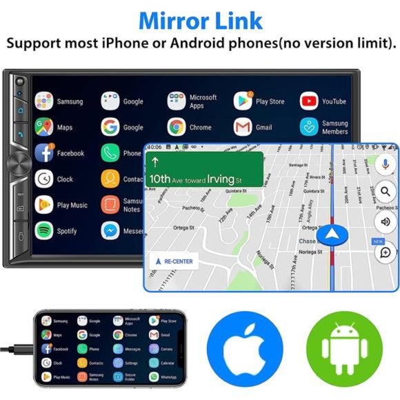 Car Stereo with Voice Control CarPlay, Bluetooth, Mirror Link, 7 Inch Full HD - Picture 4 of 6